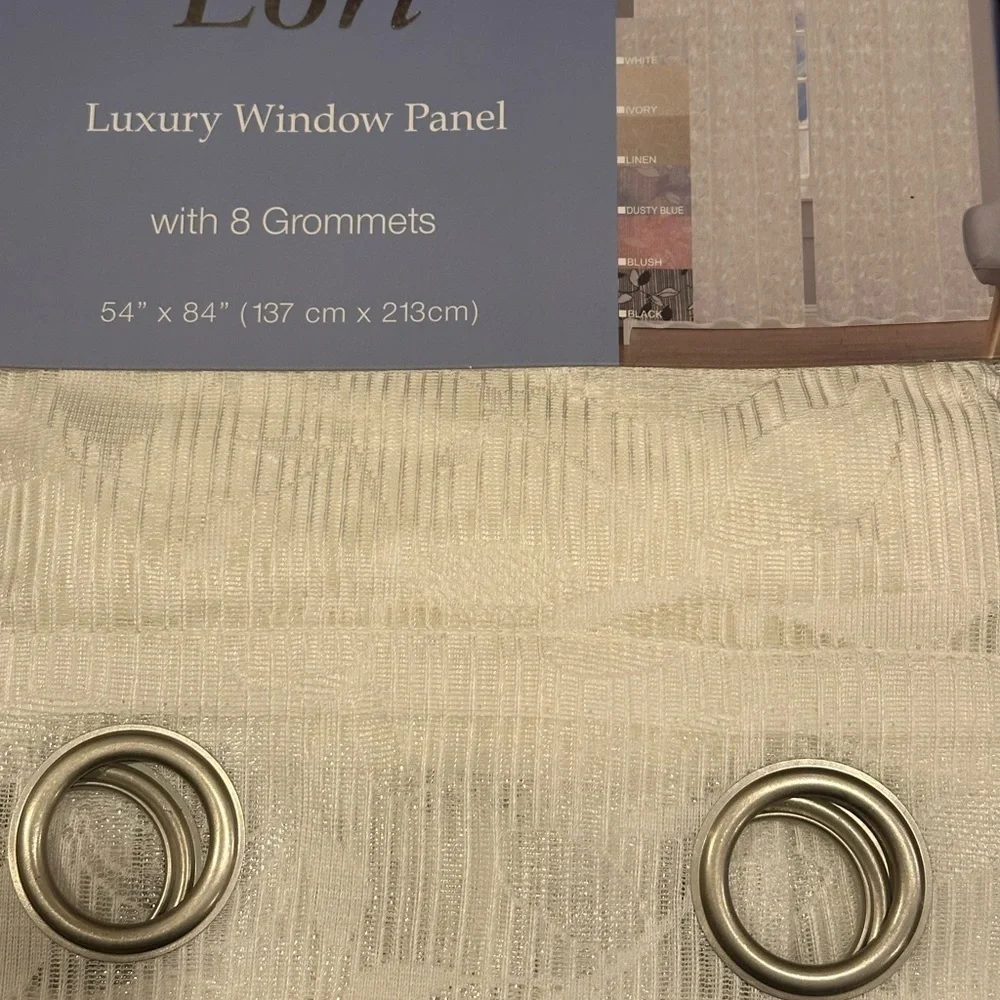 White Sheer Curtains Set of 2 panel 8 Grommets 54”x84”